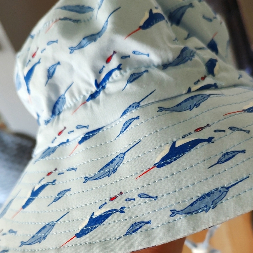 Kids Blue Narwhal Print Bucket Hat